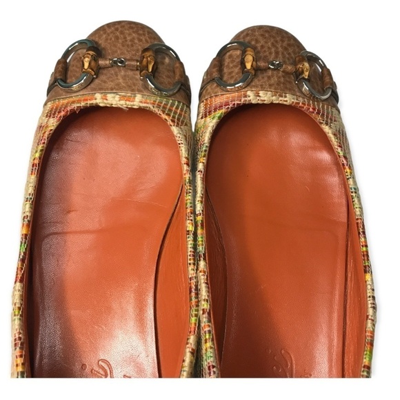 *Authentic* Gucci GG monogram raffia bamboo horsebit kitty ballet flats - Picture 6 of 9